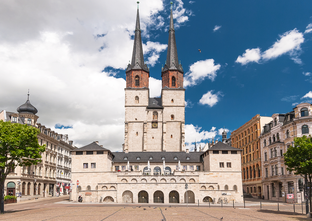 Lais Puzzle - Ansicht der Marktkirche mit Hallmarkt in Halle an der Saale, Sachsen-Anhalt, Deutschland. - 100, 200, 500 & 1.000 Teile p-237488