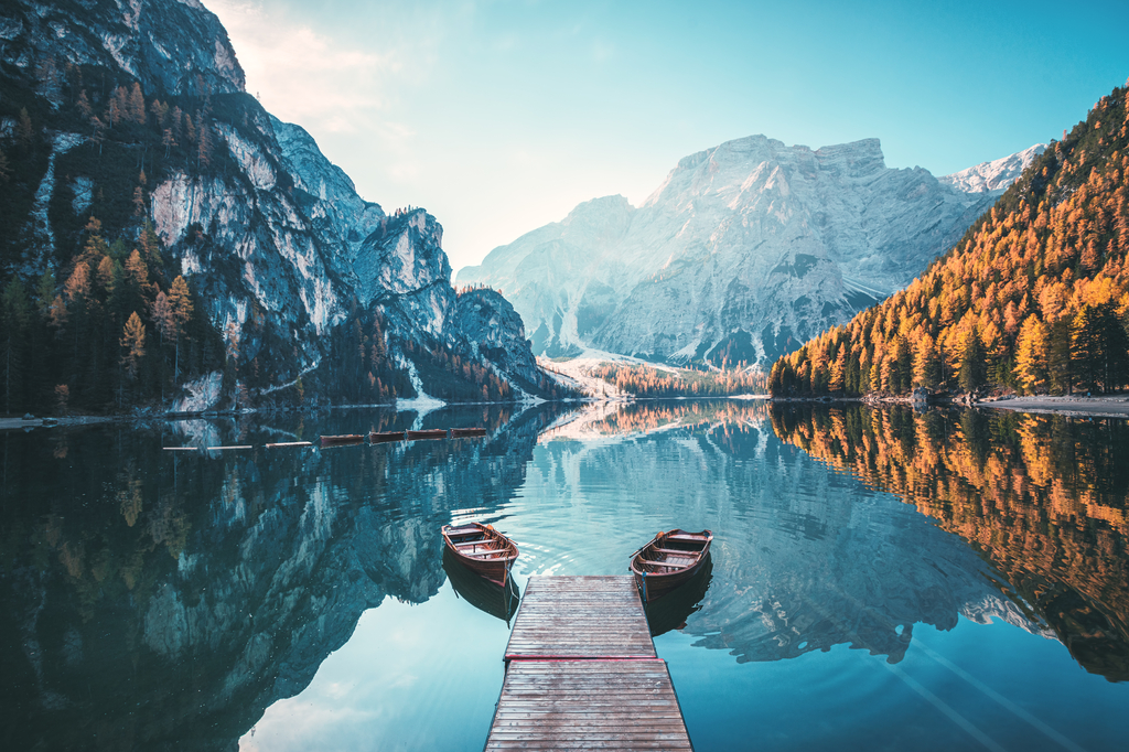 Lais Puzzle - Boote auf dem Pragser Wildsee in den Dolomiten, Sudtirol, Italien - 2.000 Teile p-277736