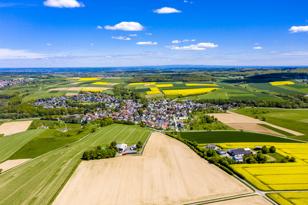 Lais Puzzle - Blick auf Landwirtschaft mit Getreidefeldern und Rapsanbau, Usingen, Schwalbach, Hochtaunuskreis, Hessen, Deutschland. - 2.000 Teile p-278123