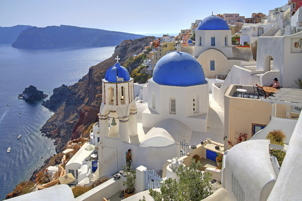 Lais Puzzle - Stadtbild mit Kirchen am Hang mit Blick auf Caldera, Oia, Santorin, Thira, Kykladen, Ägäische Inseln, Ägäisches Meer, Griechenland, Europa - 2.000 Teile p-279991