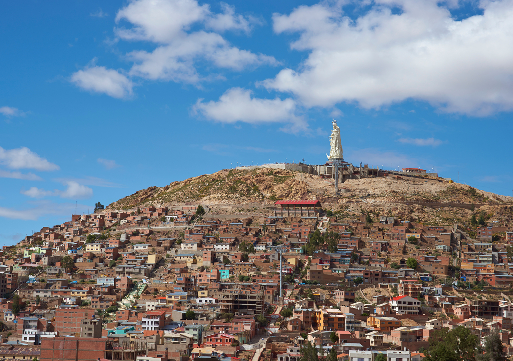 Lais Puzzle - Statue von Christus dem Erlöser auf einer Anhöhe über der Bergbaustadt Oruro auf dem Altiplano von Bolivien - 1.000 Teile p-285719