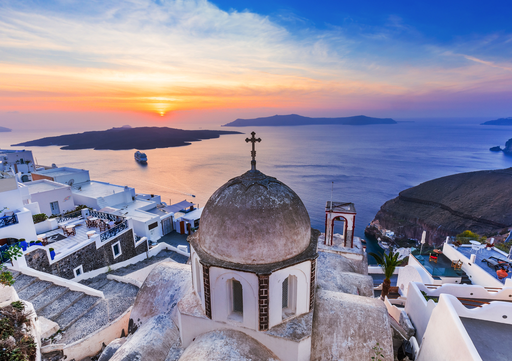 Lais Puzzle - Santorin, Griechenland. Das malerische Dorf Fira bei Sonnenuntergang - 1.000 Teile p-292577