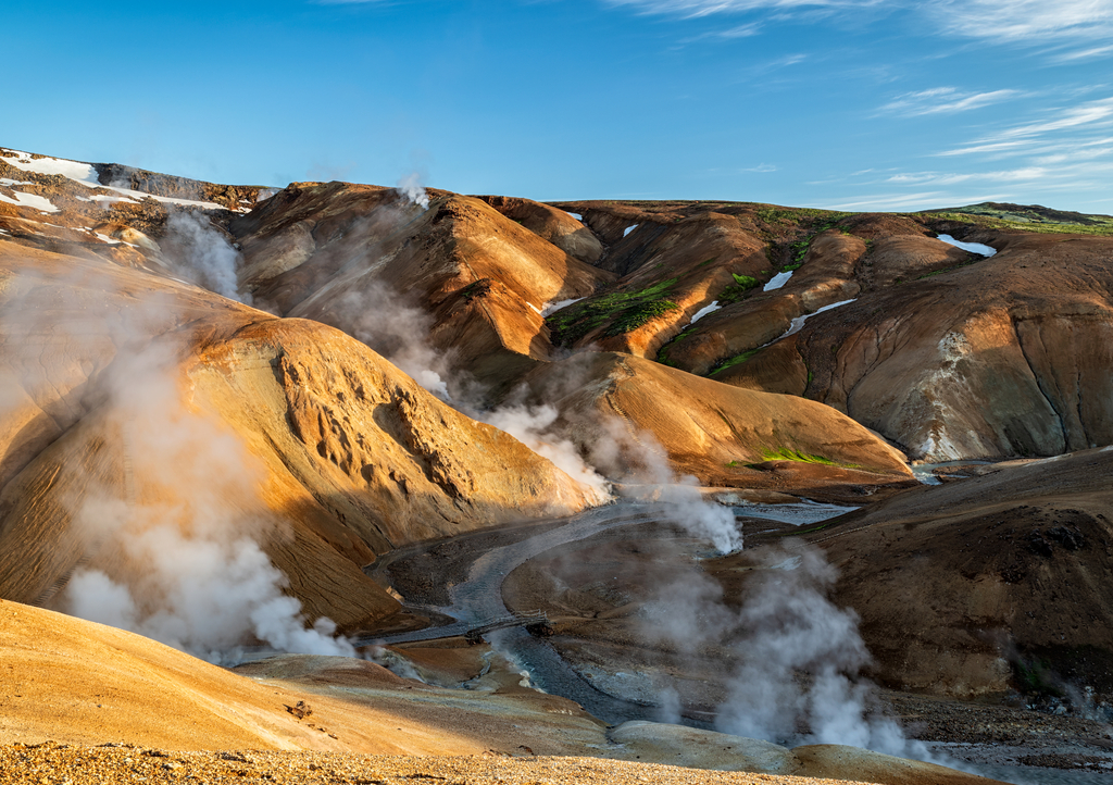Lais Puzzle - Sonnenaufgang im geothermischen Gebiet Kerlingarfjoll an einem sonnigen Sommertag, Island - 1.000 Teile p-297905