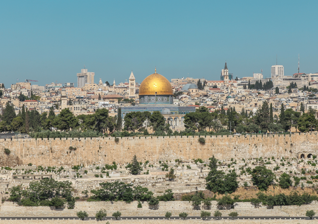 Lais Puzzle - Jerusalemer Altstadt vom Ölberg aus gesehen, Jerusalem, Israel. Tempelberg und Felsendom sind zu sehen - 1.000 Teile p-298397
