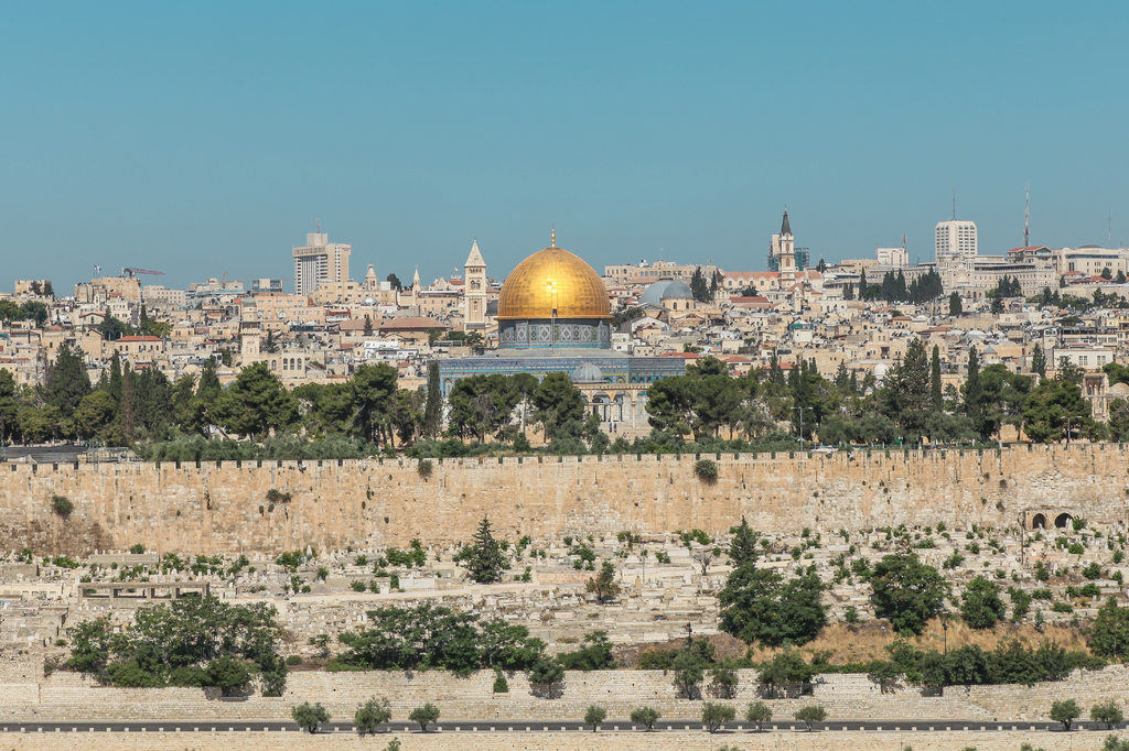 Lais Puzzle - Jerusalemer Altstadt vom Ölberg aus gesehen, Jerusalem, Israel. Tempelberg und Felsendom sind zu sehen - 2.000 Teile p-298398