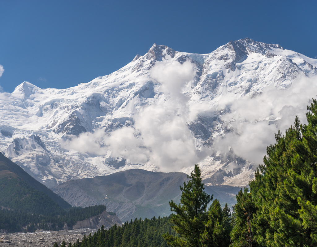 Lais Puzzle - Nanga Parbat Bergmassiv im Himalaya-Gebirge und Blick auf Kiefern von der Fairy Wiese im Sommer, Chilas, Pakistan, Asien - 40, 100, 200, 500, 1.000 & 2.000 Teile p-309961