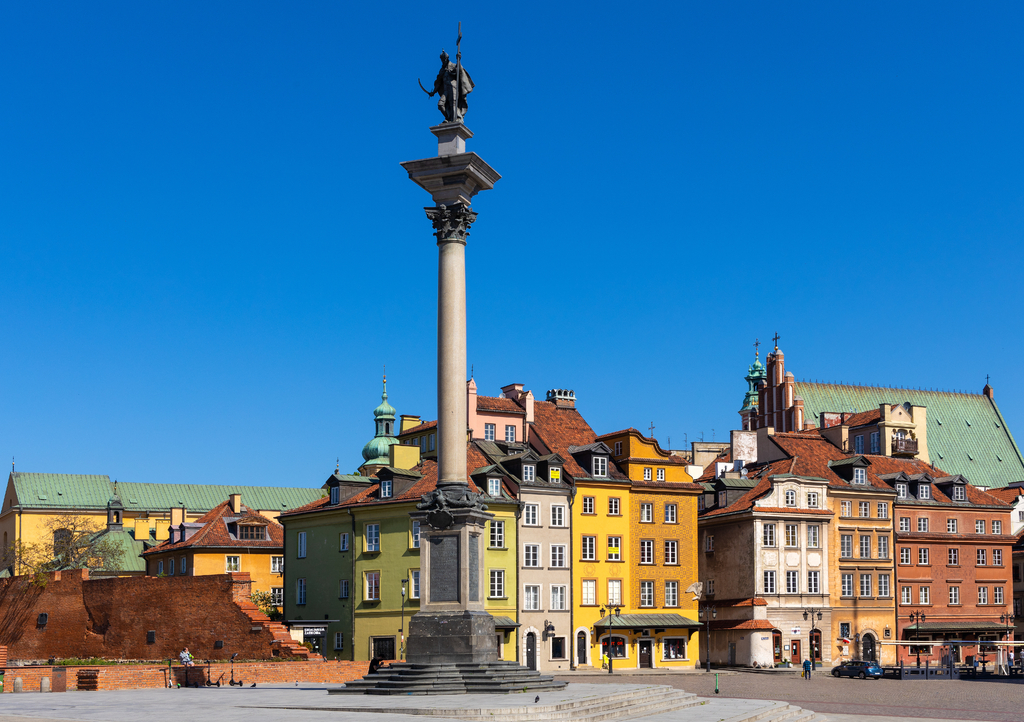 Lais Puzzle - Panoramablick auf den Platz des Königlichen Schlosses - Plac Zamkowy - in der Starowka-Altstadt mit der Sigismund III. Waza-Säule und historischen Mietshäusern in Warschau - 1.000 Teile p-311195