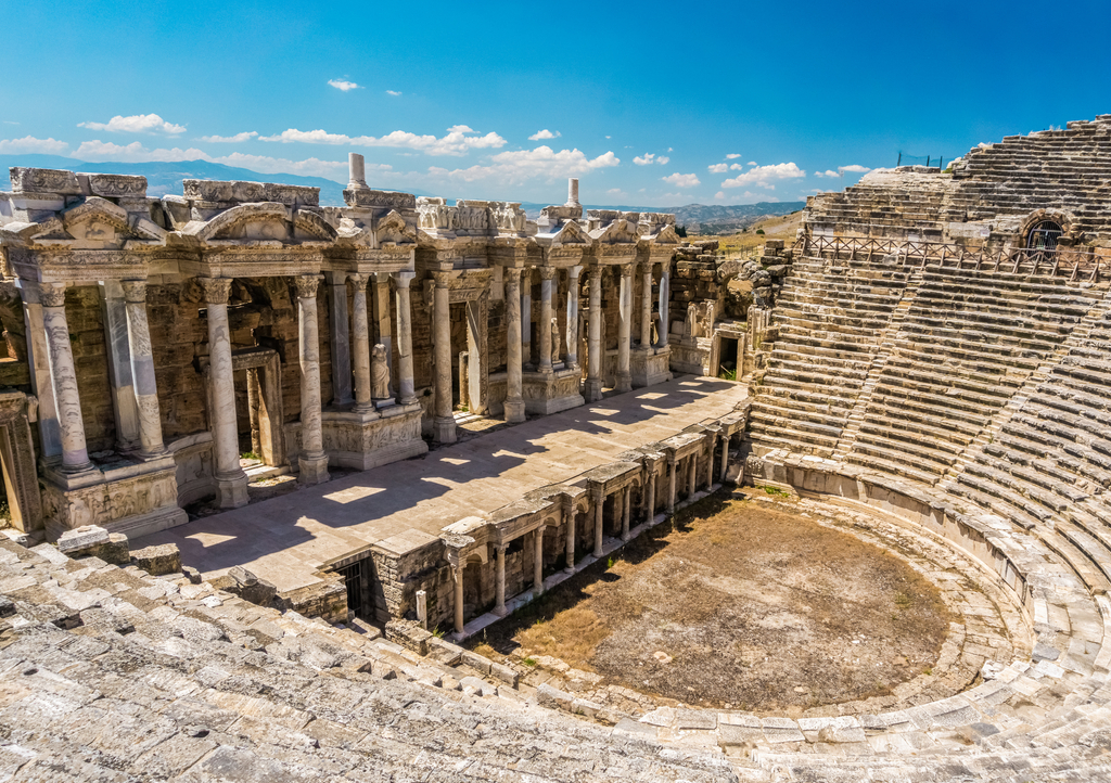 Lais Puzzle - Antikes Stadttheater von Hierapolis, Pamukkale, Denizli, Türkei. Römisches Theater von innen gesehen - 1.000 Teile p-320225