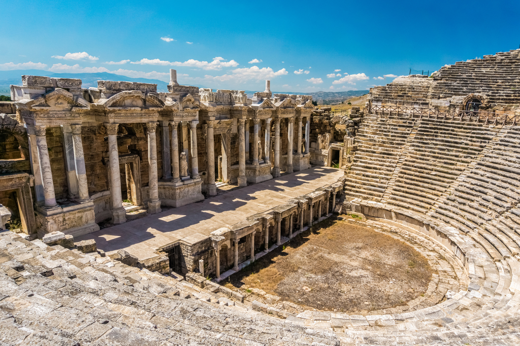 Lais Puzzle - Antikes Stadttheater von Hierapolis, Pamukkale, Denizli, Türkei. Römisches Theater von innen gesehen - 2.000 Teile p-320226