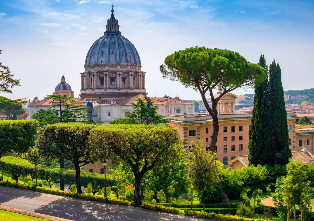 Lais Puzzle - Rom, Vatikanstadt, Italien - Panoramablick auf den Petersdom - Basilica di San Pietro in Vaticano - Hauptkuppel von Michelangelo Buonarotti, gesehen von den Vatikanischen Gärten im Vatikanstaat - 1.000 Teile p-323033