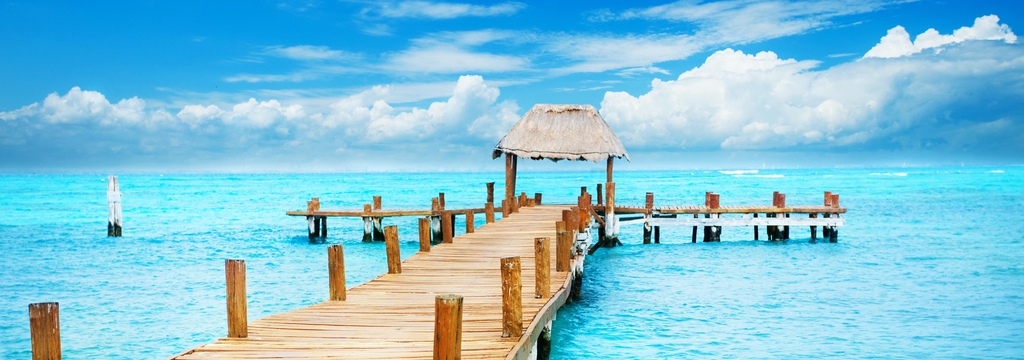 Lais Puzzle - Urlaub im Tropenparadies. Anlegesteg auf der Isla Mujeres, Mexiko, Panorama - 1.000 Teile p-325144