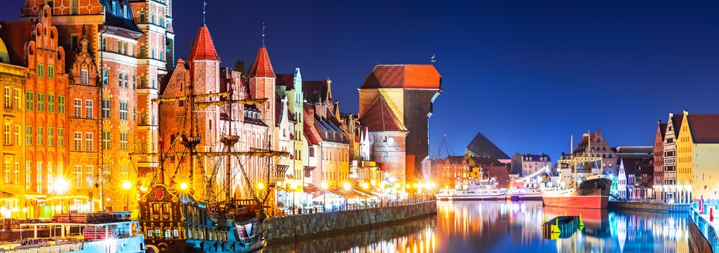 Lais Puzzle - Nachtansicht der Altstadt von Gdansk, Polen, Panorama - 1.000 Teile p-325356