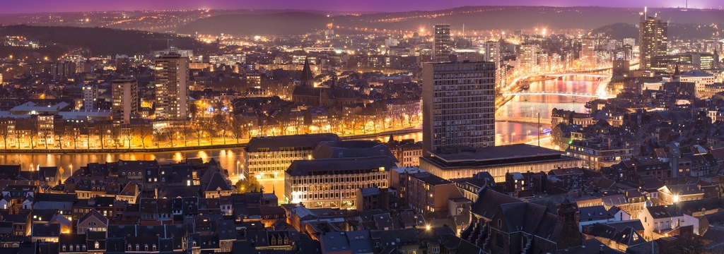 Lais Puzzle - Panorama Abendansicht der Stadt Lüttich in Belgien, Panorama - 1.000 Teile p-326742