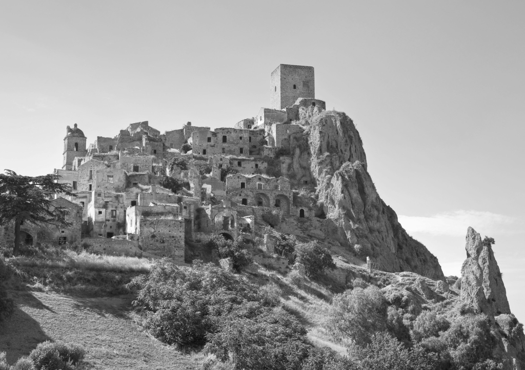 Lais Puzzle - Craco, Basilikata in schwarz weiß - 1.000 Teile p-328038