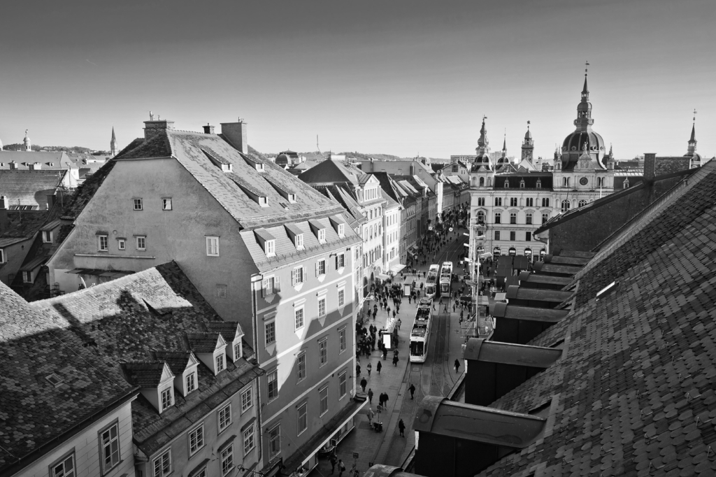 Lais Puzzle - Grazer Markt Stadtbild und Stadtbildansicht in schwarz weiß - 2.000 Teile p-331318