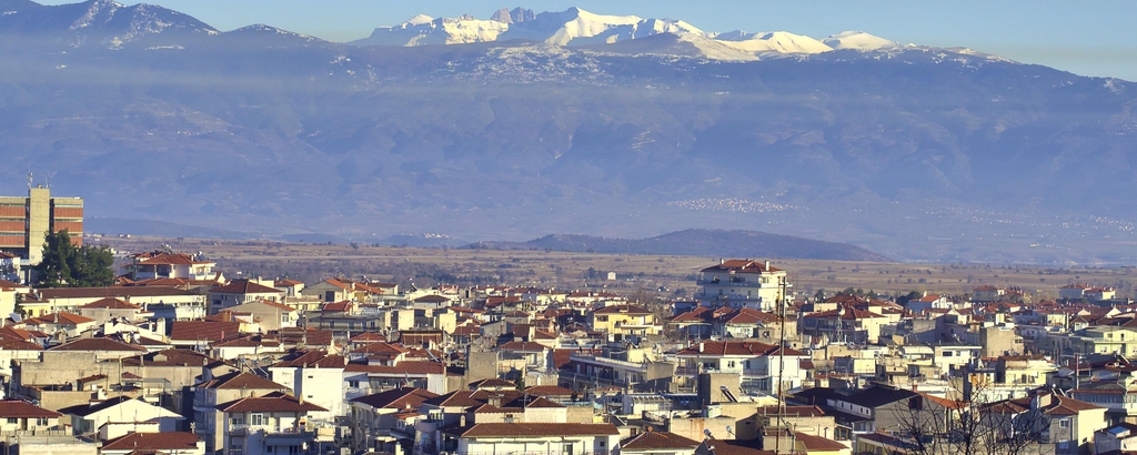 Lais Puzzle - Kleine Stadt Kozani in Nordgriechenland, im Hintergrund der Berg Olympos, Panorama - 2.000 Teile p-332738