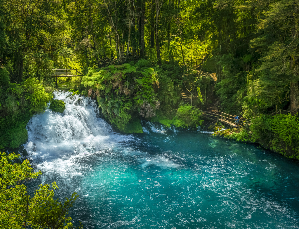 Lais Puzzle - Ojos del Caburgua Wasserfall, Pucon, Araucania, Chile. Chilenisches Patagonien - 1.000 Teile p-350334