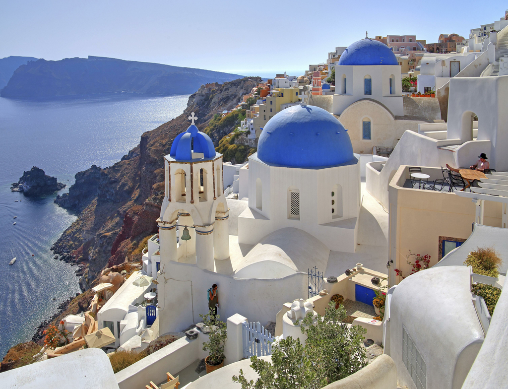 Lais Puzzle - Stadtbild mit Kirchen am Hang mit Blick auf Caldera, Oia, Santorin, Thira, Kykladen, Ägäische Inseln, Ägäisches Meer, Griechenland, Europa - 1.000 Teile p-350931