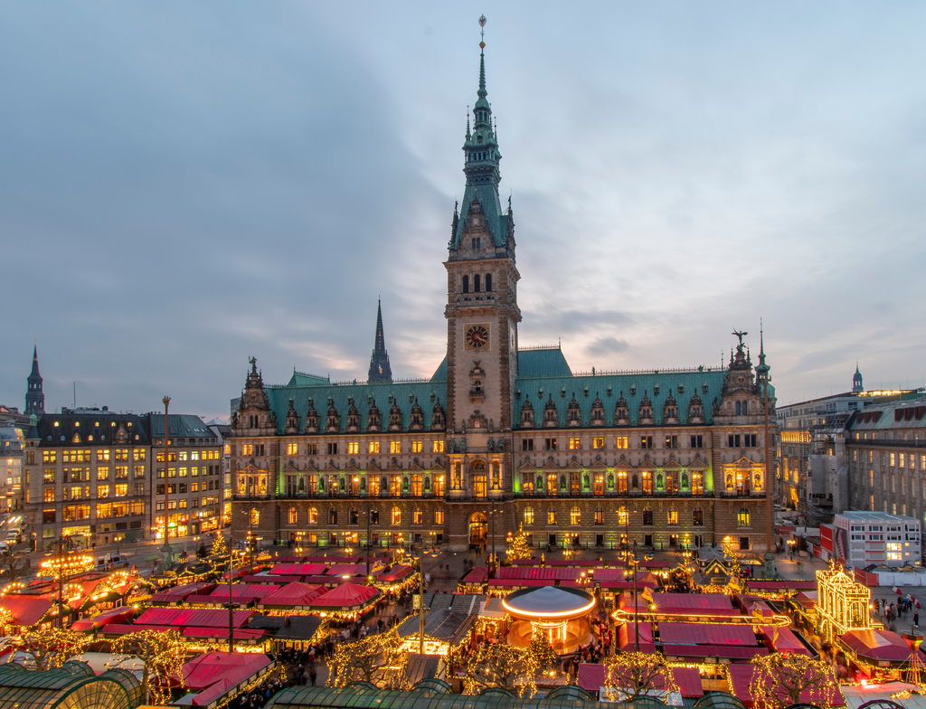 Lais Puzzle - Hamburg zu Weihnachten - Weihnachtsmarkt auf dem Rathausmarkt - 1.000 Teile p-351293