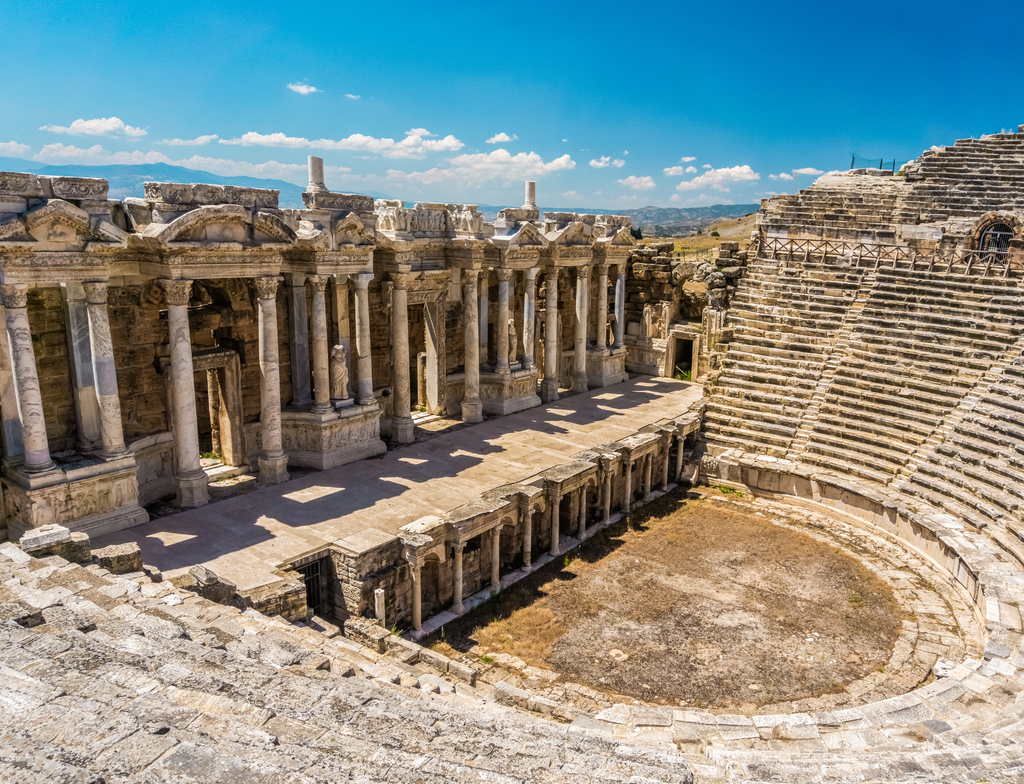 Lais Puzzle - Antikes Stadttheater von Hierapolis, Pamukkale, Denizli, Türkei. Römisches Theater von innen gesehen - 1.000 Teile p-352391