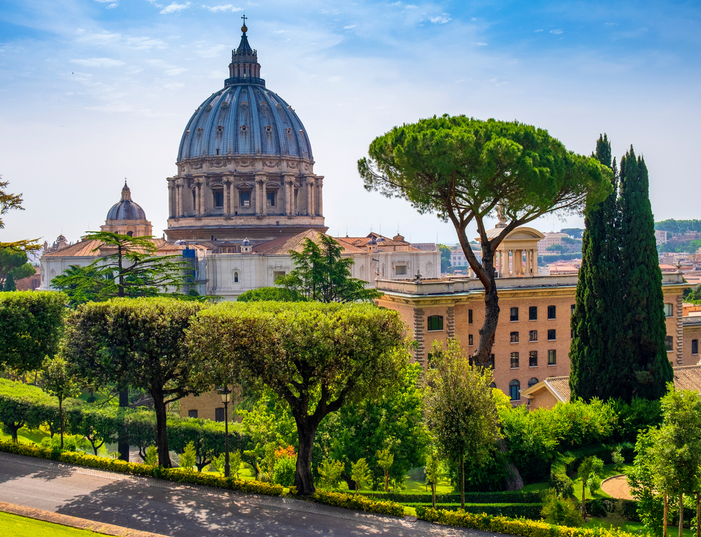 Lais Puzzle - Rom, Vatikanstadt, Italien - Panoramablick auf den Petersdom - Basilica di San Pietro in Vaticano - Hauptkuppel von Michelangelo Buonarotti, gesehen von den Vatikanischen Gärten im Vatikanstaat - 1.000 Teile p-352445