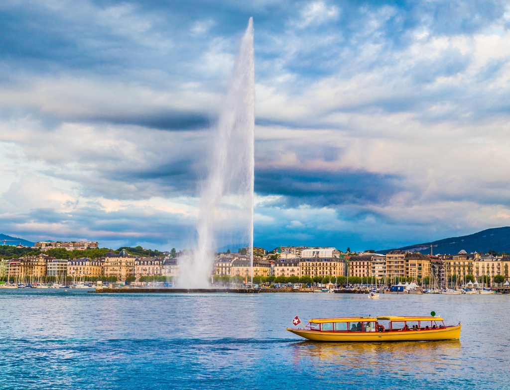 Lais Puzzle - Stadt Genf mit dem berühmten Jet d'Eau-Brunnen, Schweiz - 1.000 Teile p-352654