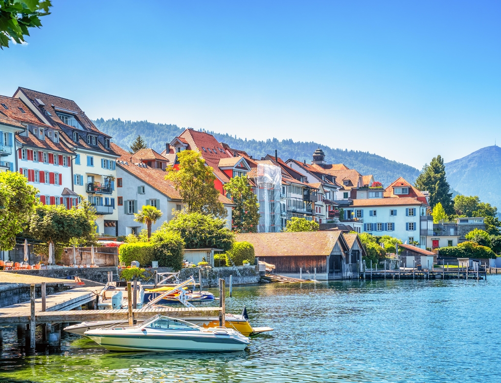 Lais Puzzle - Uferpromenade, Altstadt, Zug, Zugersee, Schweiz - 1.000 Teile p-352923