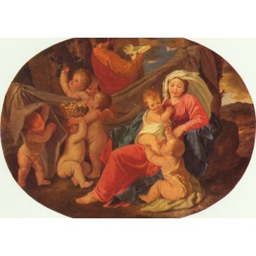 Lais Puzzle - Nicolas Poussin - Heilige Familie mit Engeln, Oval - 1.000 Teile