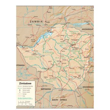 Lais Puzzle - Physische Landkarte Zimbabwe - 1.000 Teile