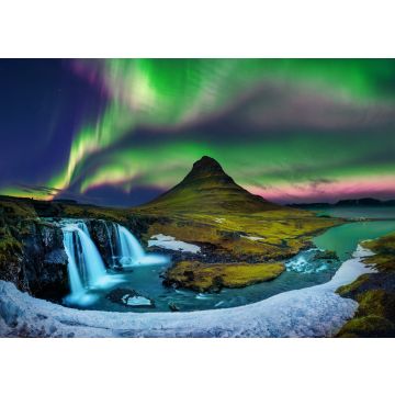Lais Puzzle - Nordlicht, in Kirkjufell in Island mit Wasserfällen - 100, 200, 500 & 1.000 Teile