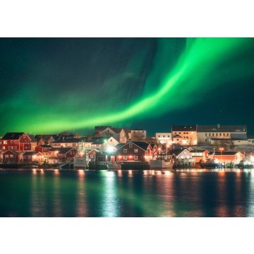 Lais Puzzle - Nordlicht über Fischerdorf auf Lofoten - 100, 200, 500 & 1.000 Teile