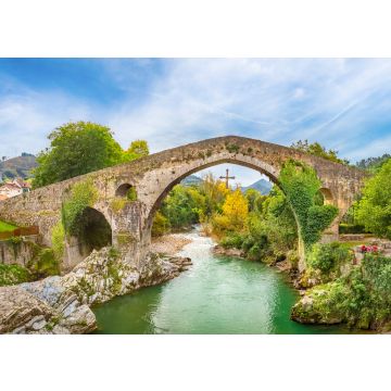 Lais Puzzle - Römische Buckelbrücke auf dem Sella-Fluss in Cangas de Onis, Asturien, Spanien - 100, 200, 500 & 1.000 Teile