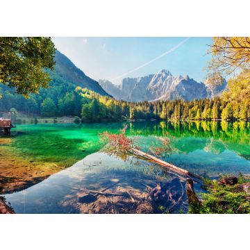 Lais Puzzle - Bunte Sommeransicht des Fusine Sees. Helle Morgenszene der Julischen Alpen mit Mangart-Spitze auf Hintergrund, Provinz Udine, Italien, Europa - 100, 200, 500 & 1.000 Teile