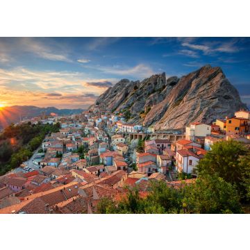 Lais Puzzle - Pietrapertoza, Italien, Stadtbild-Luftbild der mittelalterlichen Stadt während eines schönen Sonnenuntergangs - 100, 200, 500 & 1.000 Teile