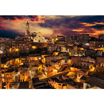 Lais Puzzle - Matera, Basilikata, Italien: Landschaft der Altstadt in der Abenddämmerung unter einem dramatischen Himmel - 100, 200, 500 & 1.000 Teile
