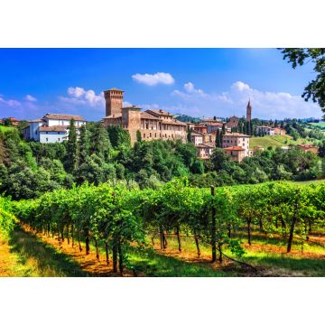 Lais Puzzle - Romantische Weinstraße mit mittelalterlichen Schlössern in Italien. Region Emilia Romagna, Dorf Levizzano - 1.000 Teile
