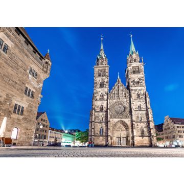 Lais Puzzle - Klassische Nachtansicht in Nürnberg auf das beleuchtete Gebäude der Lorenzkirche St. Lorenz - 100, 200, 500 & 1.000 Teile
