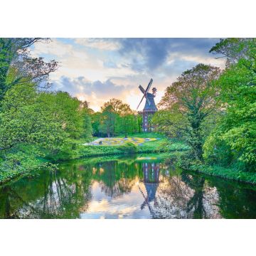 Lais Puzzle - Beliebter Stadtpark "Wallanlagen" mit "Am Wall Windmill" bei Sonnenuntergang in Bremen, Deutschland - 100, 200, 500 & 1.000 Teile