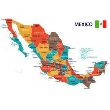 Lais Puzzle - Mexiko - Karte und Flagge - 100, 200, 500 & 1.000 Teile