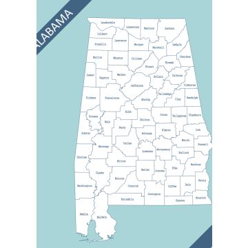 Lais Puzzle - Karte der Counties von Alabama - 100, 200, 500 & 1.000 Teile