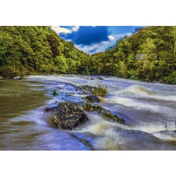 Lais Puzzle - Eine lange Exposition über die Stromschnellen des Flusses Teifi bei Cenarth, Wales, nach starken Regenfällen - 100, 200, 500 & 1.000 Teile