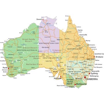 Lais Puzzle - Australien - Karte des Kontinents - 100, 200, 500 & 1.000 Teile