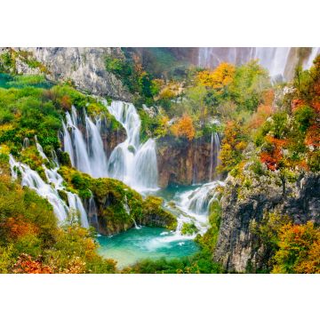 Lais Puzzle - Detaillierte Ansicht der wunderschönen Wasserfälle bei Sonnenschein im Nationalpark Plitvice, Kroatien - 100, 200, 500 & 1.000 Teile
