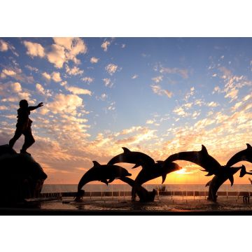 Lais Puzzle - Delfin-Statue vor Sonnenuntergang, Mexiko - 100, 200, 500 & 1.000 Teile