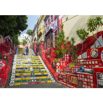 Lais Puzzle - Ein Blick am frühen Morgen auf die Escadaria Selarón (Selaron-Treppe), eine Touristenattraktion neben dem beliebten Ausgehviertel Lapa in Rio de Janeiro, Brasilien - 100, 200, 500 & 1.000 Teile