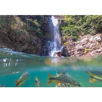 Lais Puzzle - Frau beim Schnorcheln in einem kristallklaren Wasserfallbecken im brasilianischen Regenwald, beobachtet tropische Fische unter Wasser, Bom Jardim, Mato Grosso, Brasilien - 100, 200, 500 & 1.000 Teile