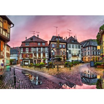 Lais Puzzle - Regnerischer Sonnenuntergang im historischen Dorf Ribeauville, Elsass, Frankreich - 100, 200, 500 & 1.000 Teile