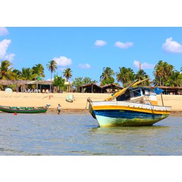 Lais Puzzle - Barra Grande, Piauí, Brasilien. Boote, seichtes Wasser, Strand, rustikale Restaurants und Palmen - 100, 200, 500 & 1.000 Teile