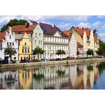 Lais Puzzle - Stadtbild von Landshut im Sommer mit Spiegelung im Fluss - 1.000 Teile