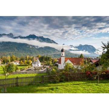 Lais Puzzle - Wallgau, Oberbayern, Dorf mit Kirche und Alpen im Morgennebel - 100, 200, 500 & 1.000 Teile